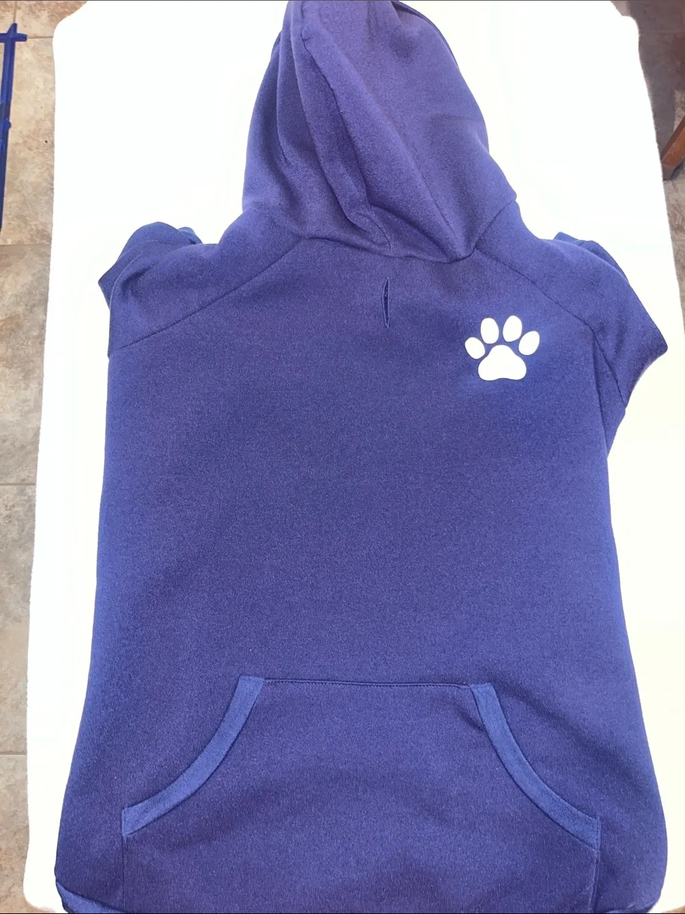 Top Paw Navy Dog Hoodie with White Paw Print